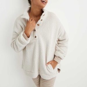 Aerie White Cloud Sherpa 1/4-Button Pullover